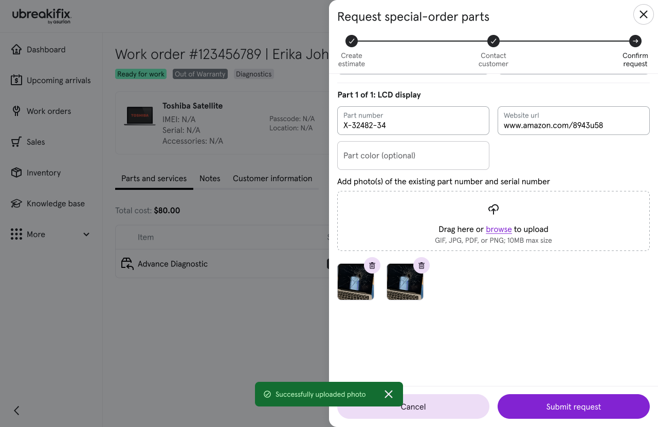 Confirm request
